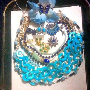 Lot of blue and green jewelry